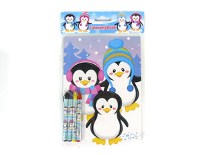Penguin Coloring Books with Crayons Party Favors - Set of 6 or 12