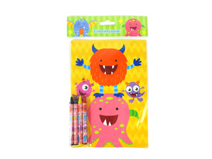 Monster Coloring Books with Crayons Party Favors - Set of 6 or 12