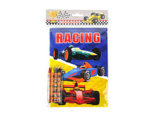Load image into Gallery viewer, Race Car Coloring Books with Crayons Party Favors - Set of 6 or 12