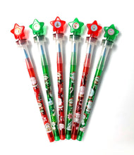 Load image into Gallery viewer, Vintage Rustic Christmas Stackable Crayon with Stamper Topper