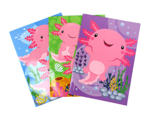 Axolotl Coloring Books with Crayons Party Favors - Set of 6 or 12
