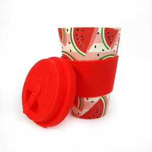 Eco-Friendly Reusable Plant Fiber Travel Mug with Watermelon Design