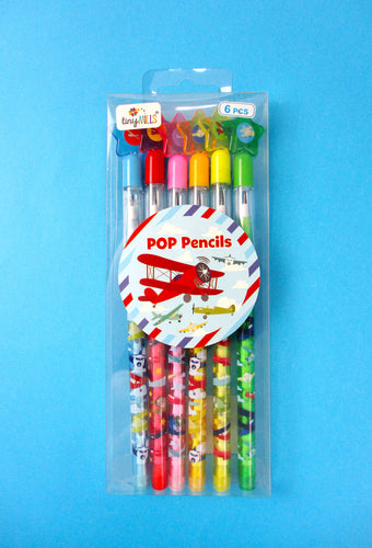 Airplane Stackable Multi Point Pencils - Set of 6