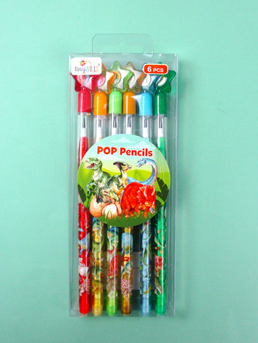 Jurassic Stackable Multi Point Pencils - Set of 6