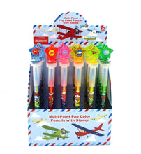 Load image into Gallery viewer, Airplane Stackable Crayon with Stamper Topper