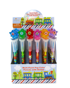 Train Stackable Crayon with Stamper Topper