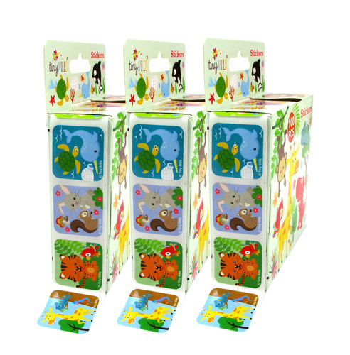 Animal Stickers 100 Stickers/Dispenser, Pack of 1, 6 or 12 Dispensers