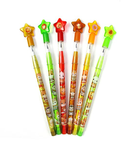 Cozy Autumn Animals Stackable Multi Point Pencils - Set of 6
