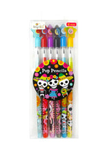 Load image into Gallery viewer, Day of the Dead Stackable Multi Point Pencils - Set of 6