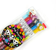 Load image into Gallery viewer, Day of the Dead Stackable Multi Point Pencils - Set of 6