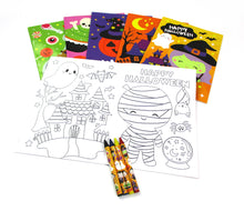 Load image into Gallery viewer, New Spooky Halloween Coloring Books with Crayons Party Favors - Set of 6 or 12