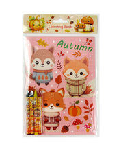 Load image into Gallery viewer, Cozy Autumn Animals Coloring Books with Crayons Party Favors - Set of 6 or 12