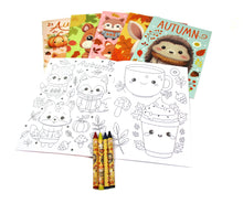 Load image into Gallery viewer, Cozy Autumn Animals Coloring Books with Crayons Party Favors - Set of 6 or 12