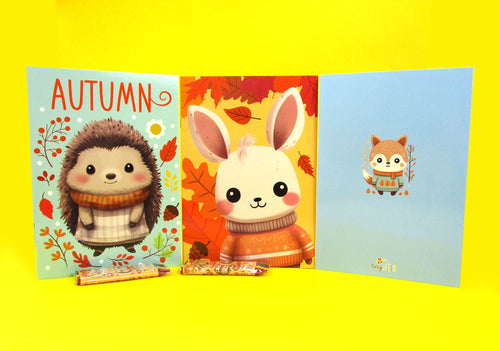 Cozy Autumn Animals Coloring Books with Crayons Party Favors - Set of 6 or 12
