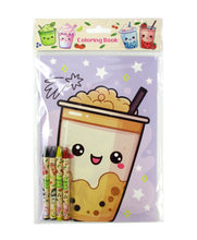 Load image into Gallery viewer, Boba Coloring Books with Crayons Party Favors - Set of 6 or 12