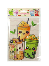 Load image into Gallery viewer, Boba Coloring Books with Crayons Party Favors - Set of 6 or 12
