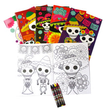 Load image into Gallery viewer, Day of the Dead Coloring Books with Crayons Party Favors - Set of 6 or 12
