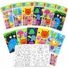 Load image into Gallery viewer, Monster Coloring Books with Crayons - 6 Pc or 12 Pc Set