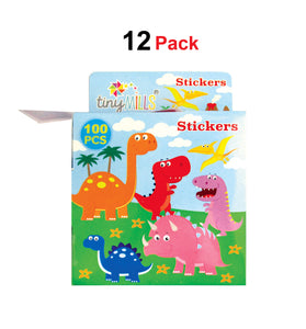 Dinosaur Stickers 100 Stickers/Dispenser, Pack of 1 or 6 or 12 Dispensers