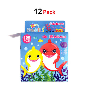 Shark Family Stickers 100 Stickers/Dispenser, Pack of 1, 6, 12 Dispensers
