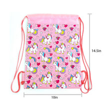 Load image into Gallery viewer, Unicorn Drawstring Backpack with Wristlet 2 Piece Set Travel Gym Cheer (Pink)