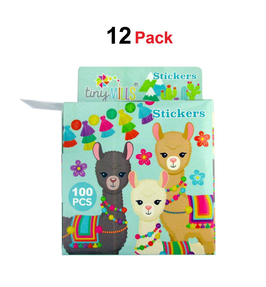 Llamas Alpacas Stickers 100 Stickers/Dispenser, Pack of 1, 6, or 12 Dispensers