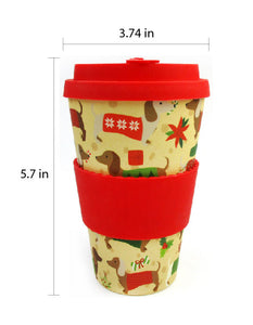 Eco-Friendly Reusable Plant Fiber Holiday Travel Mug with Christmas Wiener Dog Design