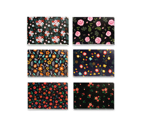 Black Floral - 36 Pack Assorted Greeting Cards for All Occasions - 6 Design
