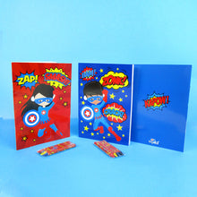 Load image into Gallery viewer, Superhero Coloring Books with Crayons Party Favors - Set of 6 or 12