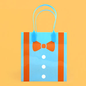 Orange Bow Tie Suspenders Party Favor Bags Treat Bags - Set of 6 or 12
