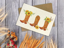 Load image into Gallery viewer, Sunflower Cowboy Boots Western - 36 Pack Assorted Greeting Cards for All Occasions - 6 Design