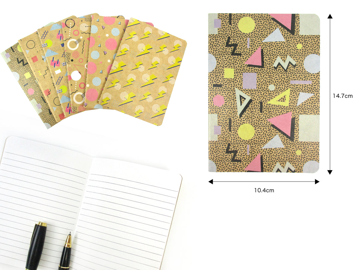 80's Geometric Retro Journal Notebooks - Set of 6 or 12 – Tiny Mills®