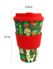 Load image into Gallery viewer, Eco-Friendly Reusable Plant Fiber Holiday Travel Mug with Christmas Llama Alpaca Design