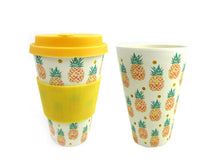 Load image into Gallery viewer, Eco-Friendly Reusable Plant Fiber Travel Mug with Tropical Pineapple Design