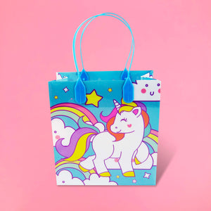Blue Unicorn Party Favor Bags Treat Bags - Set of 6 or 12