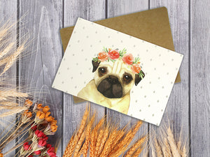 Dogs with Floral Crowns - 36 Pack Assorted Greeting Cards for All Occasions - 9 Design