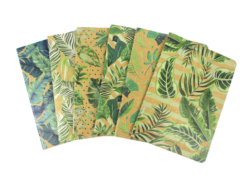 Tropical Palm Leaves Journal Notebooks - Set of 6 or 12