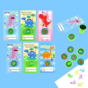 Dinosaur Valentine's Day Cards with Stampers for Classroom Exchange