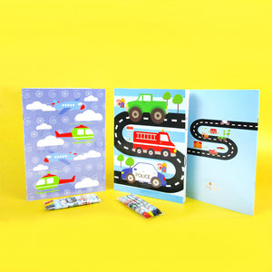 Transportation Vehicles Trains and Construction Coloring Books - Set of 6 or 12