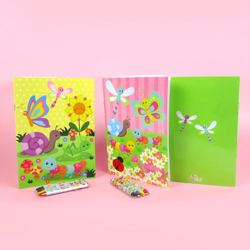 Butterfly Flowers Spring Themed Coloring Books with Crayons Party Favors - Set of 6 or 12