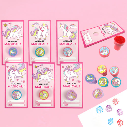 Unicorn Cards with Stampers for Classroom Birthday Party Favors