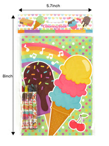 Ice Cream Coloring Books with Crayons Party Favors - Set of 6 or 12