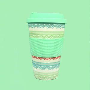 Eco-Friendly Reusable Plant Fiber Travel Mug with Lace Design