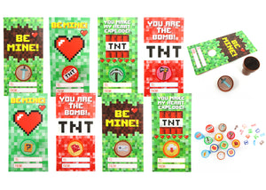 Pixel Miner Valentine's Day Cards with Stampers for Classroom Exchange