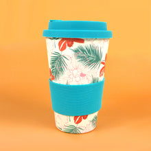 Load image into Gallery viewer, Eco-Friendly Reusable Plant Fiber Travel Mug with Tropical Paradise Design