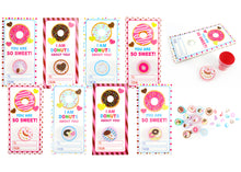 Load image into Gallery viewer, Donuts Valentine&#39;s Day Cards with Stampers for Classroom Exchange