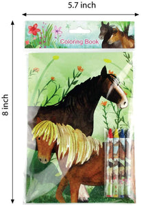 Horses Coloring Books with Crayons Party Favors - Set of 6 or 12
