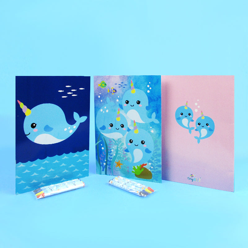Narwhal Coloring Books with Crayons Party Favors - Set of 6 or 12