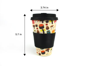 Eco-Friendly Reusable Plant Fiber Travel Mug with Sushi Design