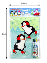 Load image into Gallery viewer, Winter Holidays Penguin Coloring Books with Crayons - Set of 6 or 12